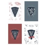 Placas Decorativas MDF Frases Pizza 20x30cm Kit 4un