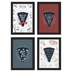 Quadros Frases Pizza Moldura Preta 