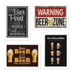 Quadros Frases Cerveja Moldura Branca 33x43cm 4un