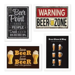 Quadros Frases Cerveja Moldura Branca 33x43cm 4un