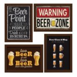 Quadros Frases Cerveja Moldura Marrom 33x43cm 4un
