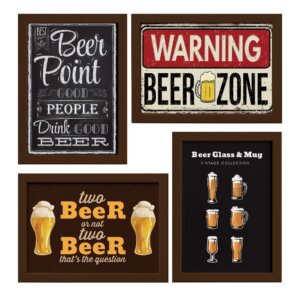 Quadros Frases Cerveja Moldura Marrom 33x43cm 4un