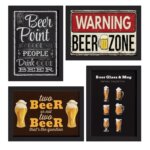 Quadros Frases Cerveja Moldura Preta 33x43cm 4un