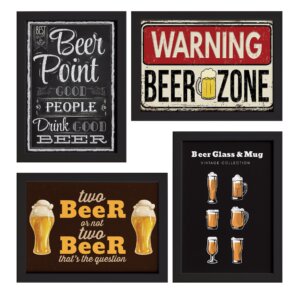 Quadros Frases Cerveja Moldura Preta 33x43cm 4un