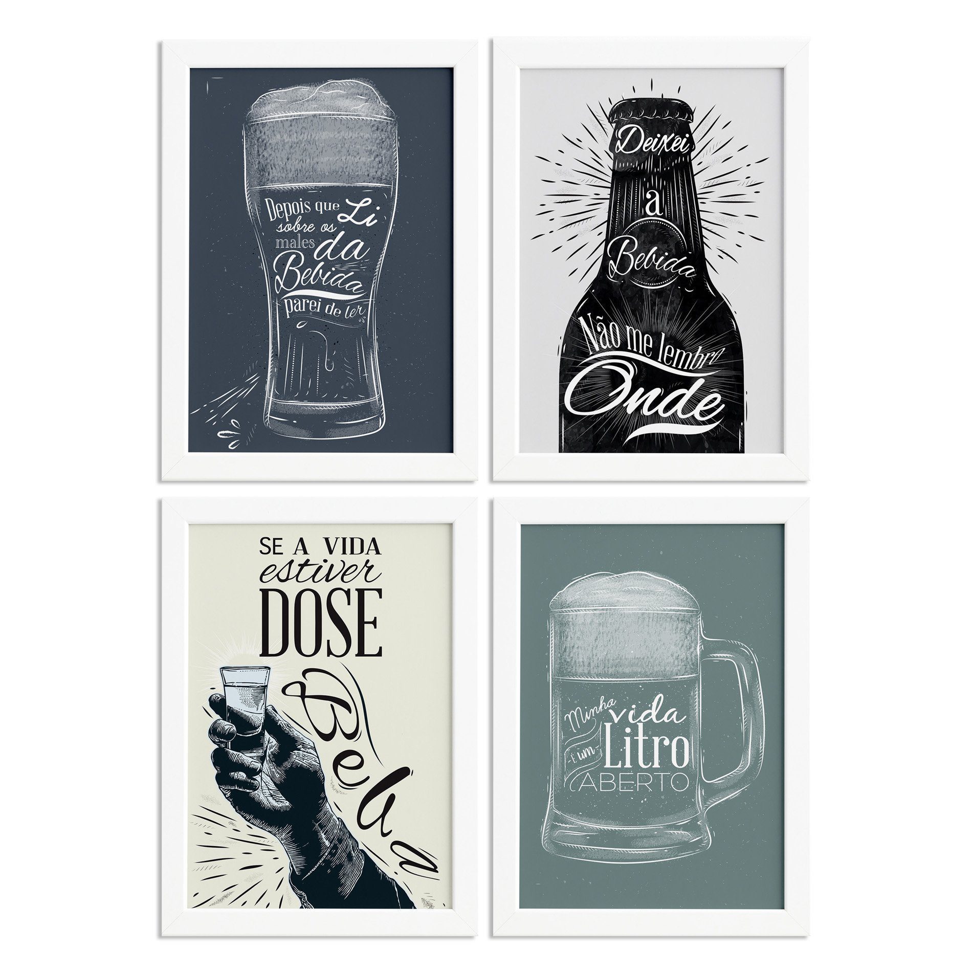 Quadros com Frase Boteco 22x32cm Moldura Branca