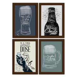 Quadros com Frase Boteco 22x32cm Moldura Marrom