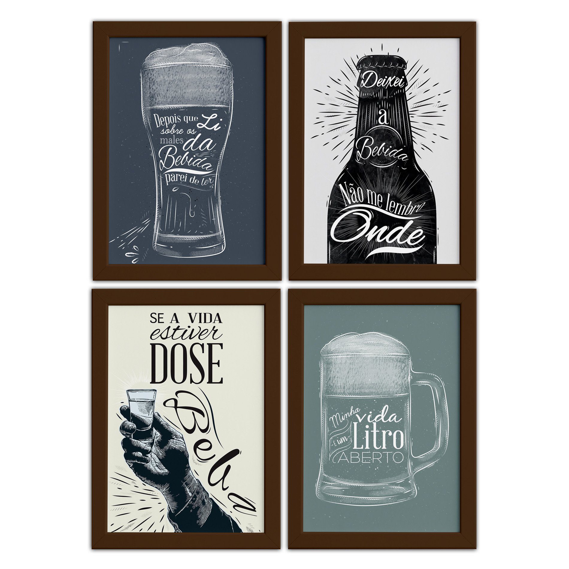 Quadros com Frase Boteco 22x32cm Moldura Marrom 