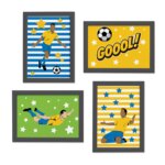 Quadros Futebol Gol 33x43cm Moldura Preta 4un
