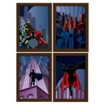 Quadros Superman Geek Moldura Marrom 22x32cm 4un