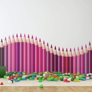 Adesivo de Parede Infantil Lapis de Cor Onda tons de Rosa