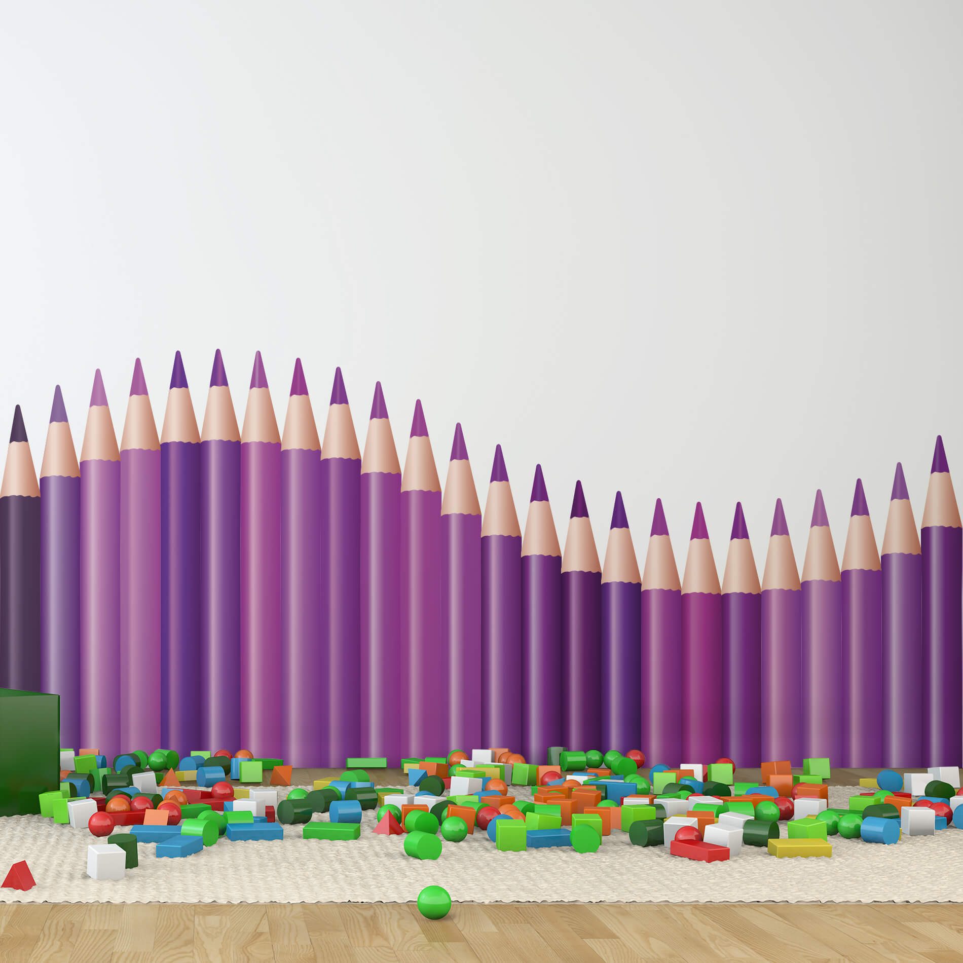 Adesivo de Parede Infantil Lapis de Cor Onda Roxo e lilas