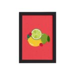 Quadro Frutas Limões Framboesas Moldura Preta 33x43cm