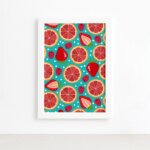 Quadro Frutas Coloridas Mistas Moldura Branca 22x32cm