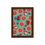 Quadro Frutas Coloridas Mistas Moldura Marrom 33x43cm