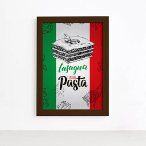 Quadro para Cozinha Lasanha Italiana Moldura Marrom 22x32cm,Quadro para Cozinha Lasanha Italiana Moldura Marrom 22x32cm
