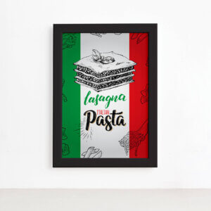 Quadro para Cozinha Lasanha Italiana Moldura Preta 22x32cm,Quadro para Cozinha Lasanha Italiana Moldura Preta 22x32cm