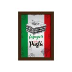 Quadro para Cozinha Lasanha Italiana Moldura Marrom 33x43cm