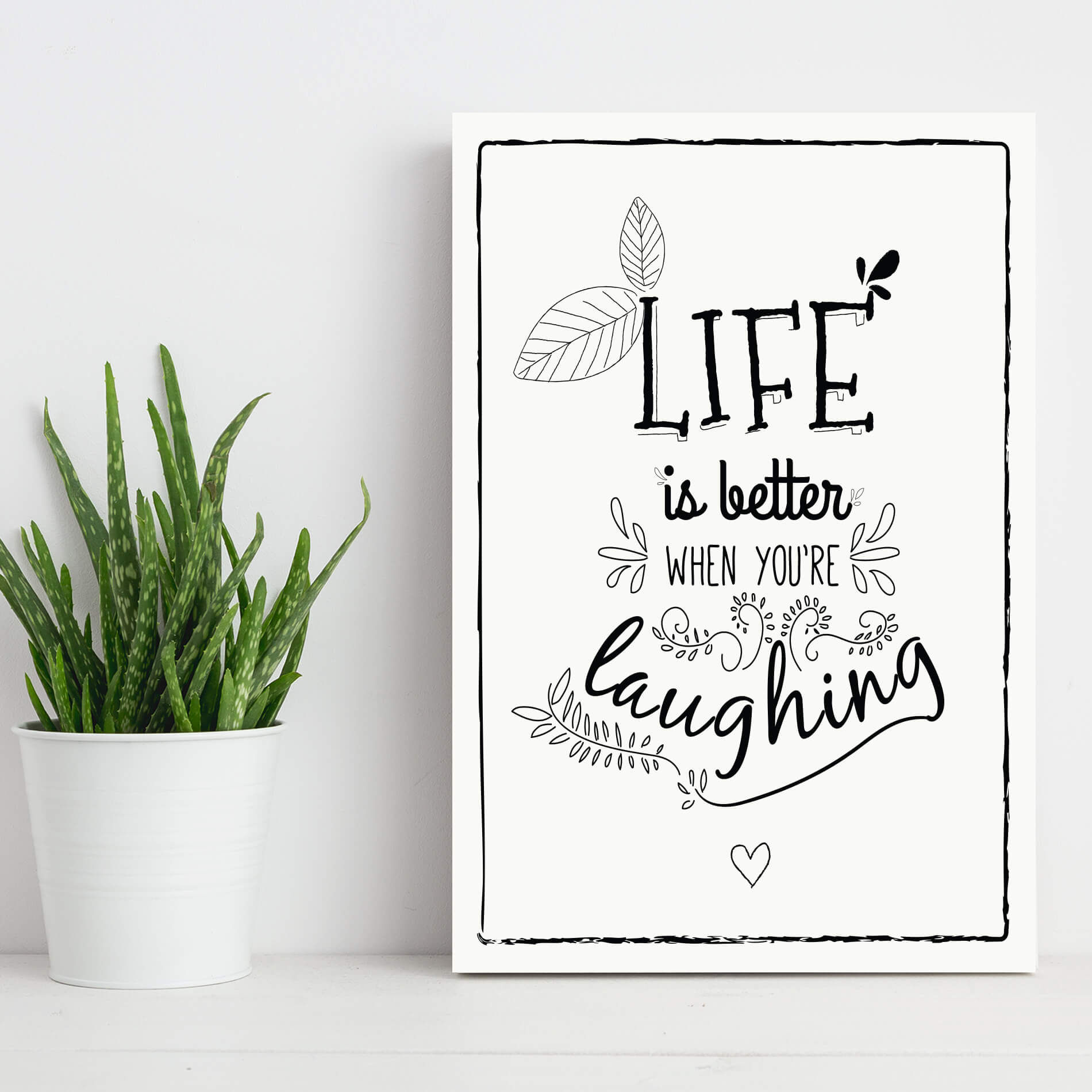 Placa Decorativa MDF Frase Life Laughing