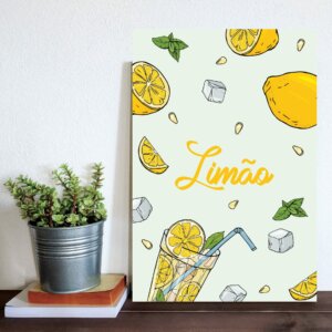 Placa Decorativa MDF Frutas Limões 20x30cm
