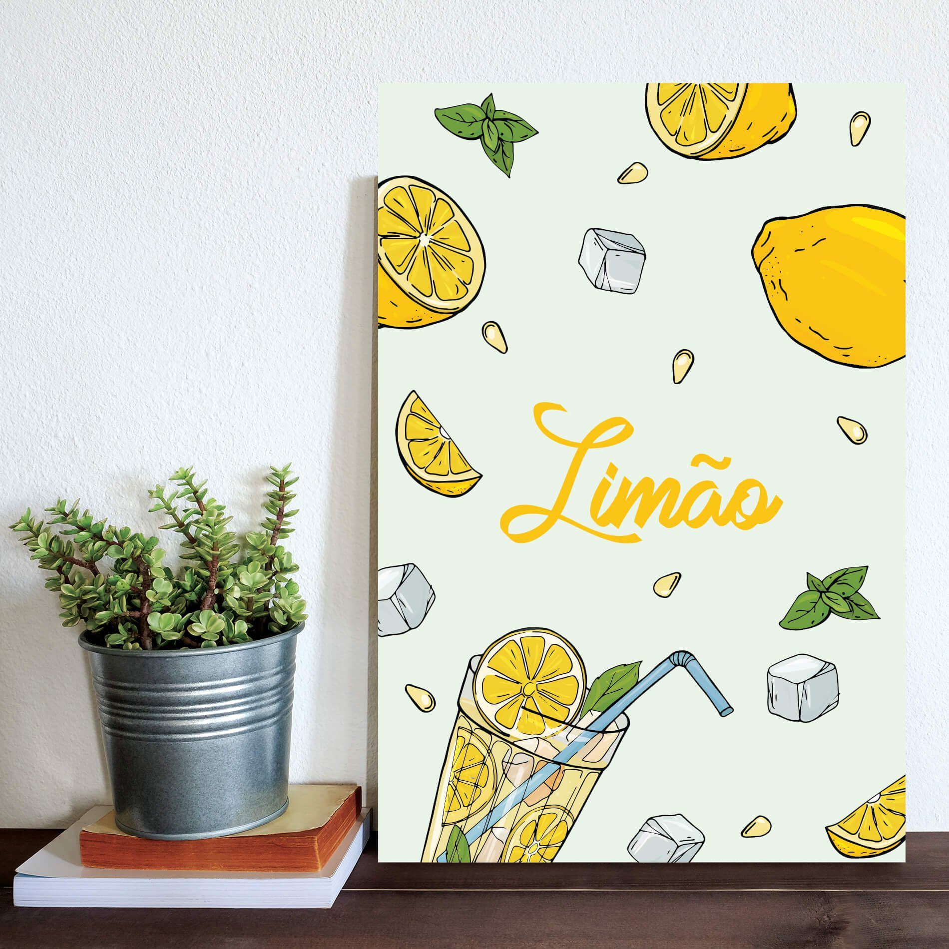 Placa Decorativa MDF Frutas Limões 30x40cm