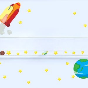 Livreiro de Parede Infantil Foguete e Espaço