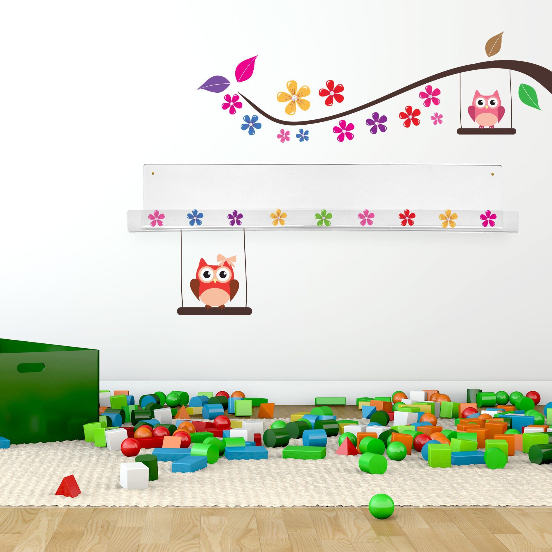 Livreiro de Parede Infantil Árvore das Corujas