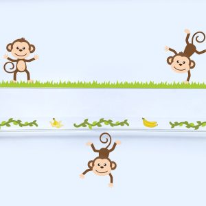 Livreiro de Parede Infantil Macacos Amigos