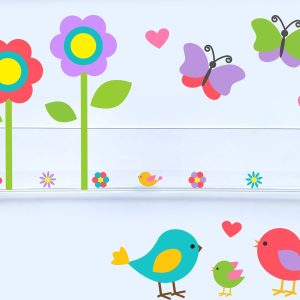 Livreiro de Parede Infantil Pássaros, Borboletas e Flores