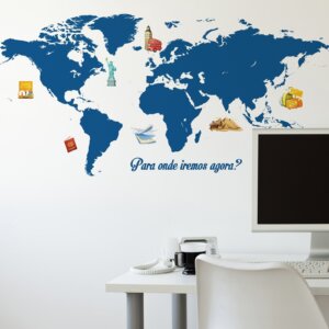 Adesivo de Parede Mapa Mundo Afora