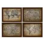 Quadros Mapas Antigos Vintage Moldura Marrom 22x32cm Kit 4un