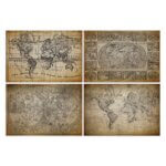 Placas Decorativas Vintage Mapas Antigos 20x30cm Kit 4un
