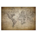Placa Decorativa Vintage Mapa Mundi Antigo 30x40cm