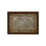 Quadro Vintage Mapa Antigo Navegações Moldura Marrom 33x43cm