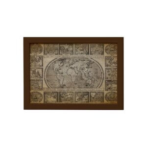 Quadro Vintage Mapa Antigo Navegações Moldura Marrom