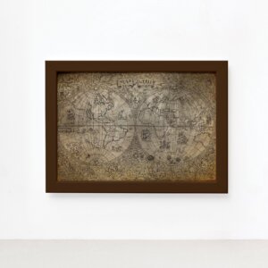 Quadro Vintage Mapa Antigo Moldura Marrom