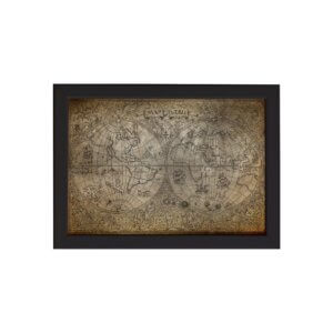 Quadro Vintage Mapa Antigo Moldura Preta