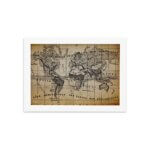 Quadro Vintage Mapa Antigo Meridional Moldura Branca 22x32cm