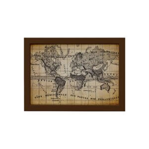 Quadro Vintage Mapa Antigo Meridional Moldura Marrom