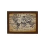 Quadro Vintage Mapa Antigo Meridional Moldura Marrom 33x43cm