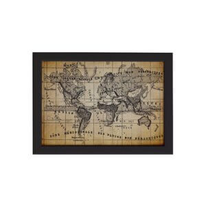 Quadro Vintage Mapa Antigo Meridional Moldura Preta