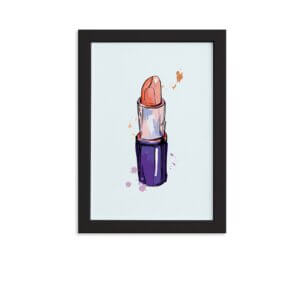 Quadro Maquiagem Batom Moldura Preta 22x32cm