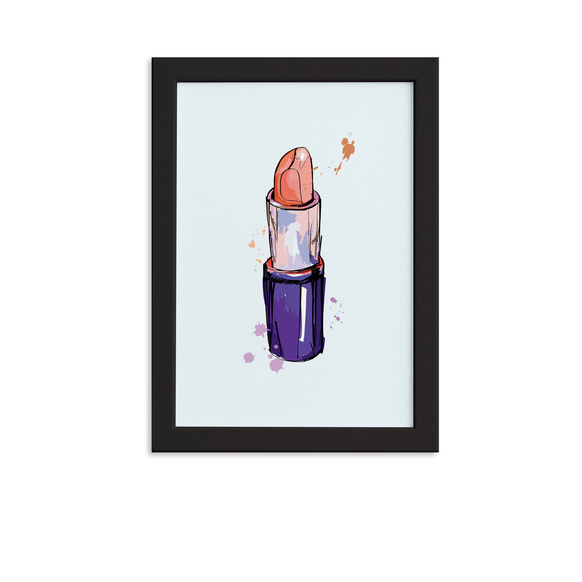 Quadro Maquiagem Batom Moldura Preta 22x32cm