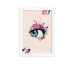 Quadro Maquiagem Rímel e Sombra Moldura Branca 33x43cm