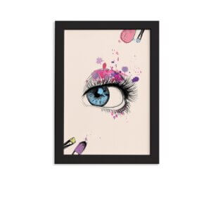 Quadro Maquiagem Rímel e Sombra Moldura Preta 33x43cm