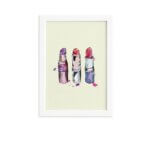 Quadro Maquiagem Batons Trio Moldura Branca 22x32cm