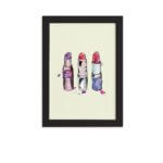 Quadro Maquiagem Batons Trio Moldura Preta 22x32cm