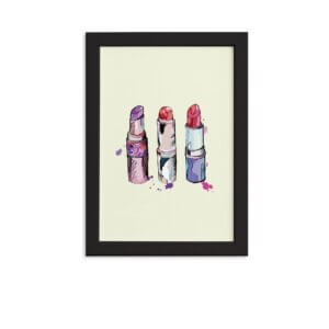 Quadro Maquiagem Batons Trio Moldura Preta 22x32cm