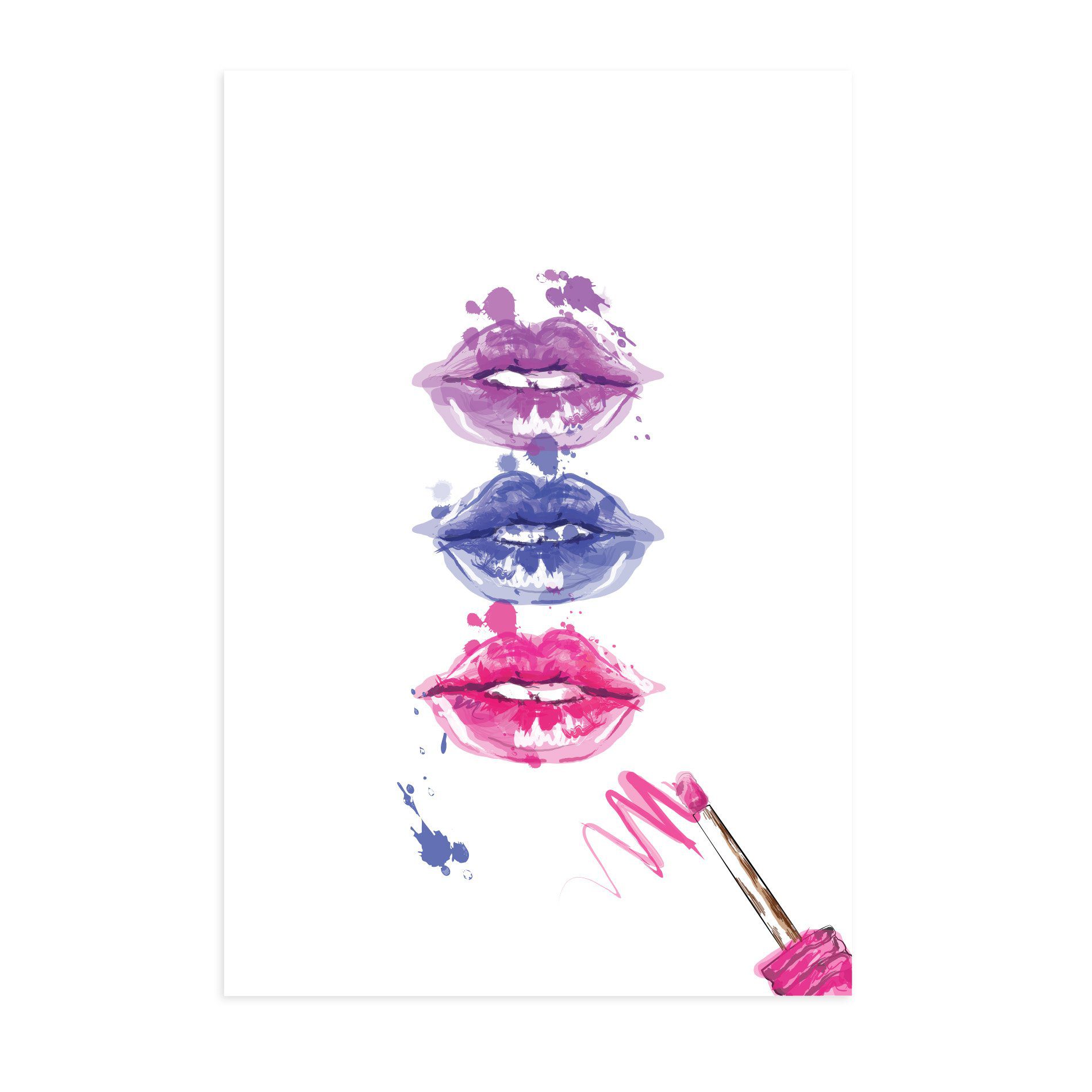 Placa Decorativa Maquiagem Bocas Trio 30x40cm