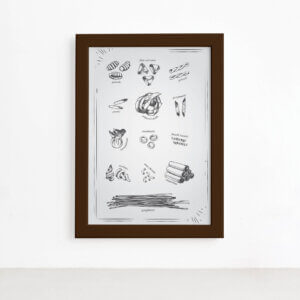 Quadro Cozinha Tipos Massas Italianas Moldura Marrom 22x32cm,Quadro Cozinha Tipos Massas Italianas Moldura Marrom 22x32cm
