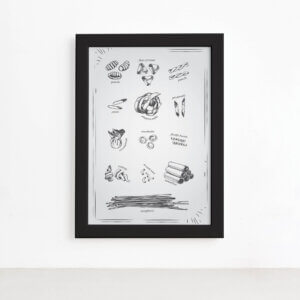 Quadro Cozinha Tipos Massas Italianas Moldura Preta 22x32cm,Quadro Cozinha Tipos Massas Italianas Moldura Preta 22x32cm